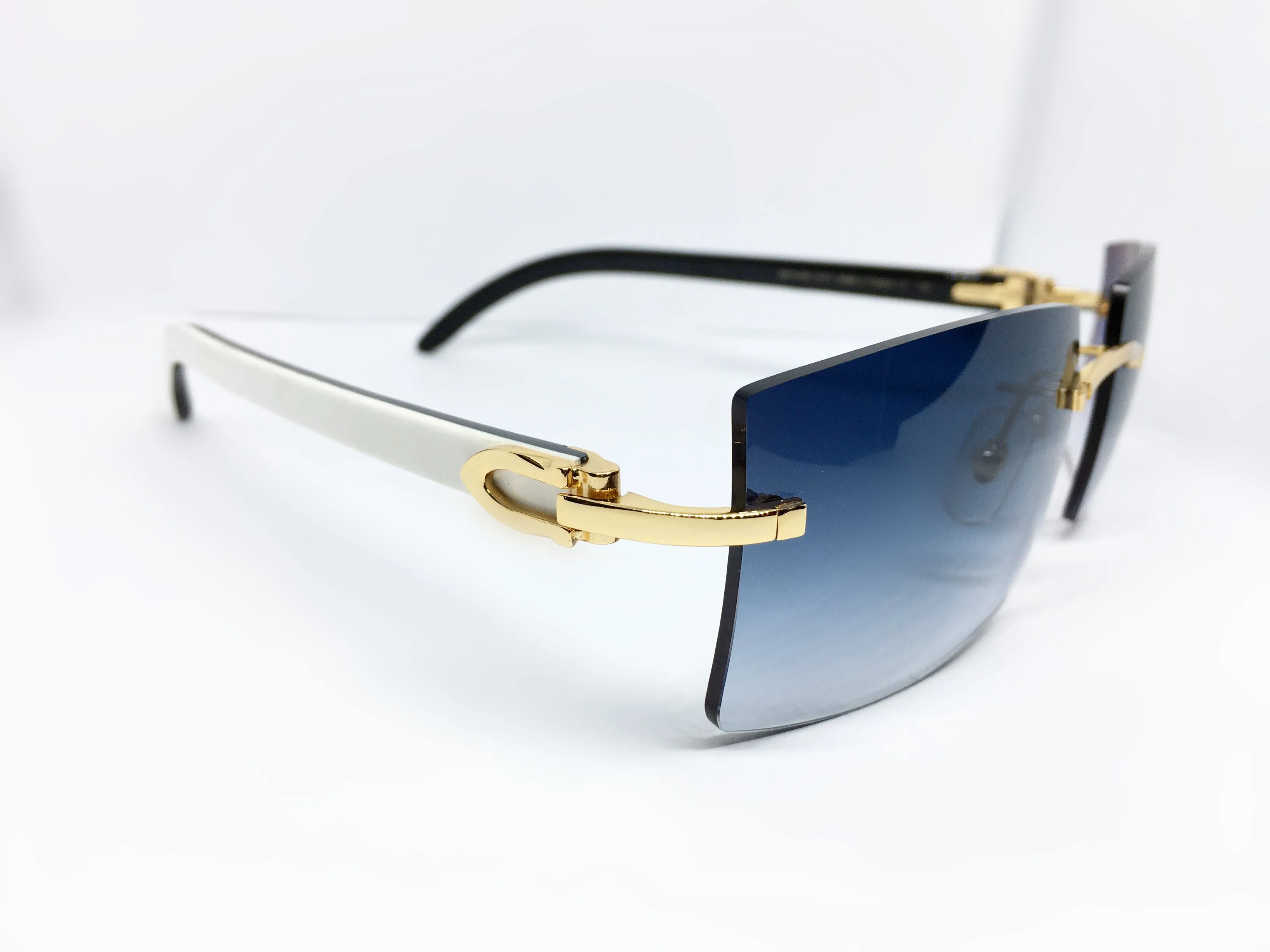 White Buffs With Custom Aqua Lenses