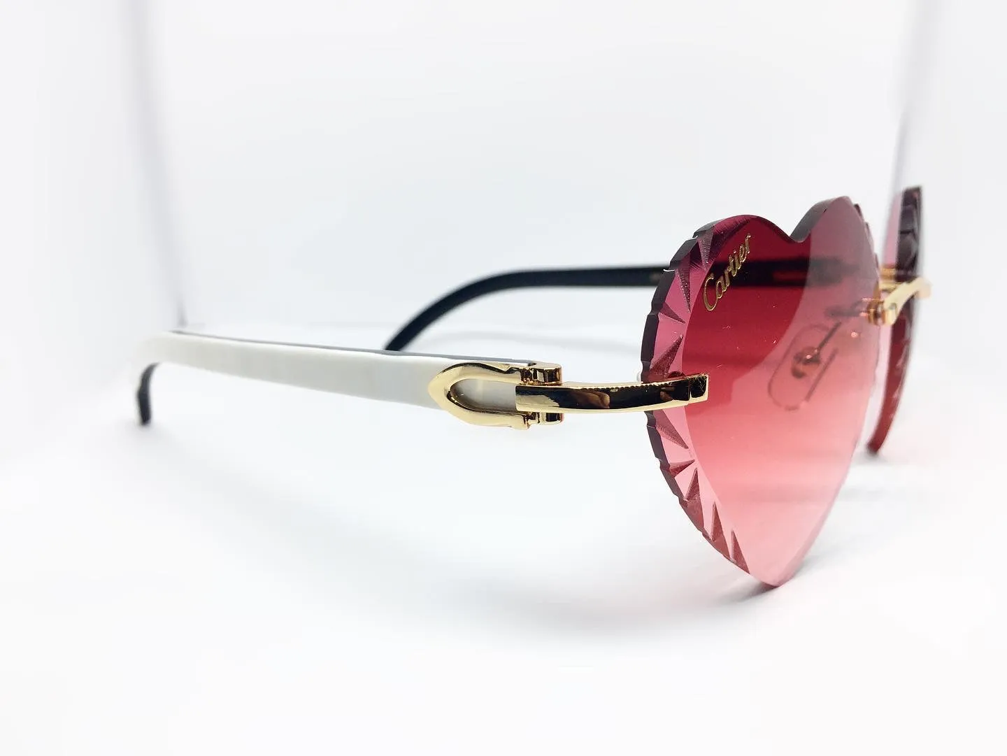 White Buffs With Custom Heart Cartier Lenses
