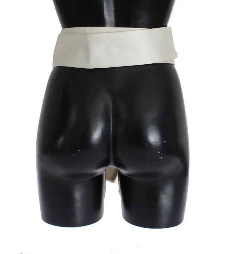 White Silk Wide Runway Catwalk Waist Belt