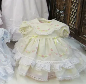 Will'beth Girls Yellow Ruffle Heirloom Lace 2pc Frilly Dress Preemie Newborn