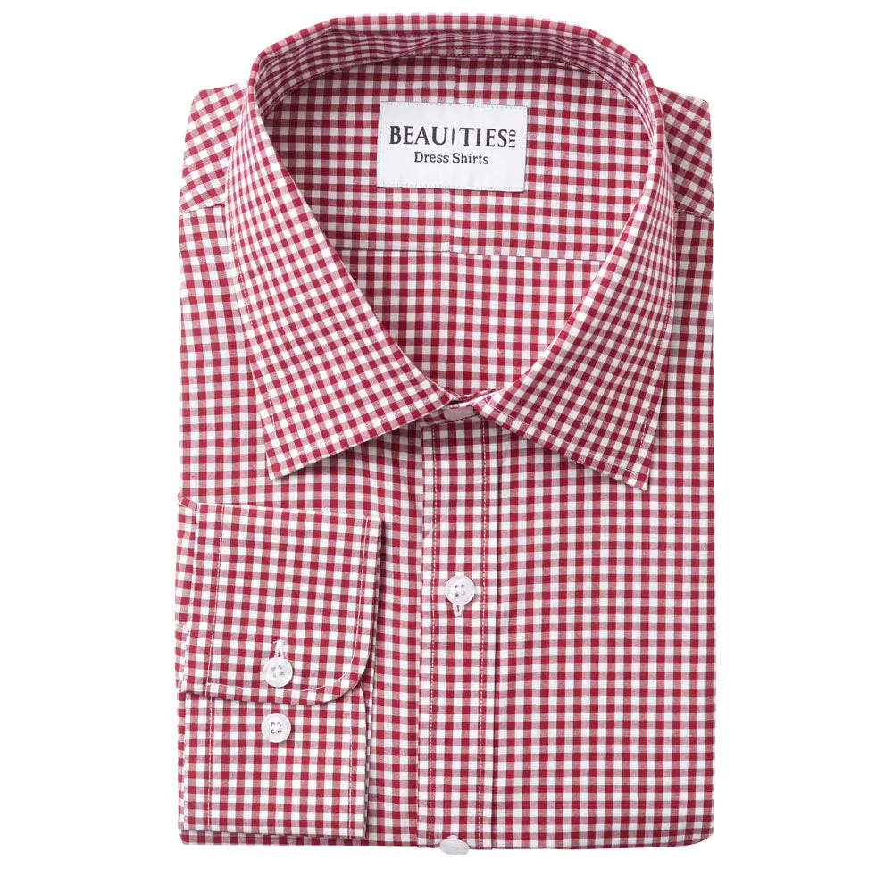 Wine Gingham Dress Shirt