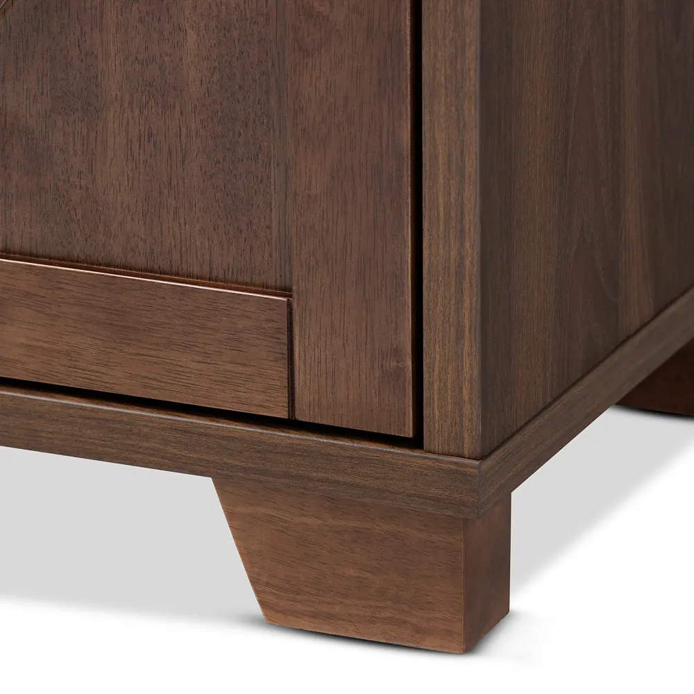 Wine Storage Cabinet Transitional Farmhouse Walnut Brown Finished Wood
