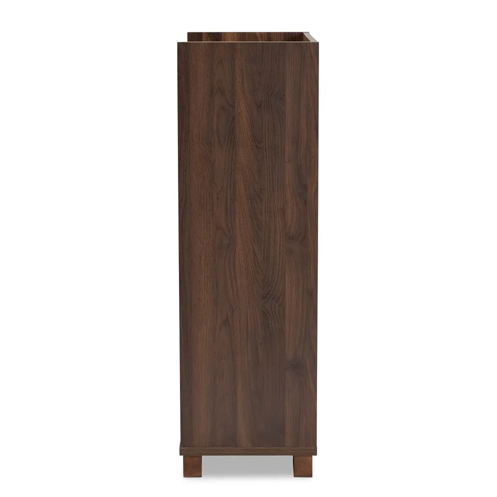 Wine Storage Cabinet Transitional Farmhouse Walnut Brown Finished Wood