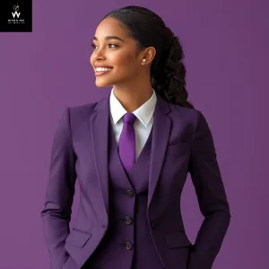 Women's Purple 3-Piece Pant Suit – Custom-Tailored Business & Formal Wear with Notch Lapel