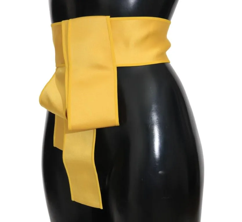 Yellow Silk Wide Waist Ribbon Belt