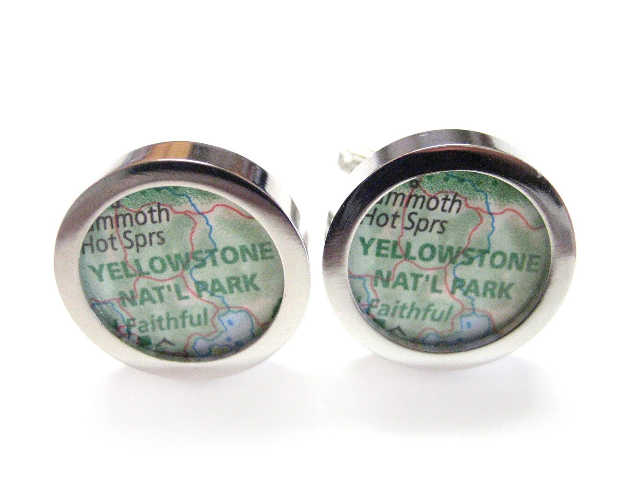 Yellowstone National Park Map Cufflinks
