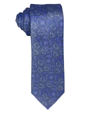 Zenio Geo Floral Slim Tie - Blue