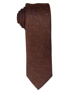 Zenio Geo Speck Slim Tie - Rust Brown