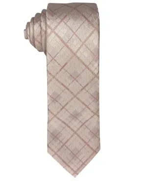 Zenio Geometric Stripe Slim Tie - Beige & Peach