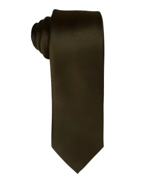 Zenio Solid Slim Tie - Brown